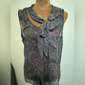 Women’s Gap paisley sleeveless sheer top, with tie at side of shoulder
